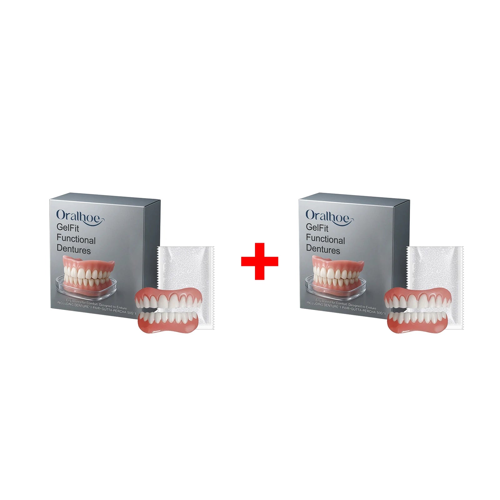 The product shown is adult cosmetic dentures, not a baby teething product. It cannot be described as a teething toy.