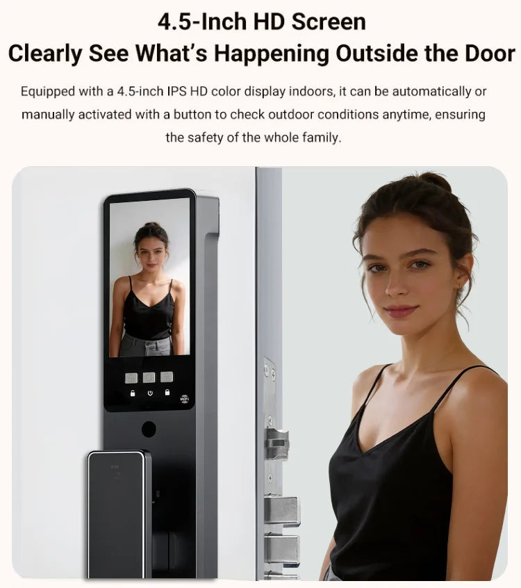 Wishome APP 3D Face Recognition Smart Lock with Camera, Video Call, and Voice Intercom Functions