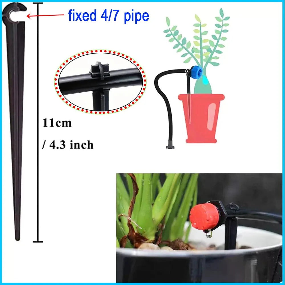 ZK Water Saving Drip Irrigation Kit, 8-Hole Drip Atomizing Nozzle, 4/7 Tubing, C Y Stake for Garden Farm Multi-Scenario Watering