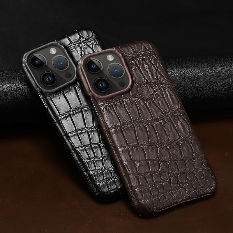 Crocodile Leather iPhone 17 Pro Case – Slim Shock-Absorbing Cover Tidesmit