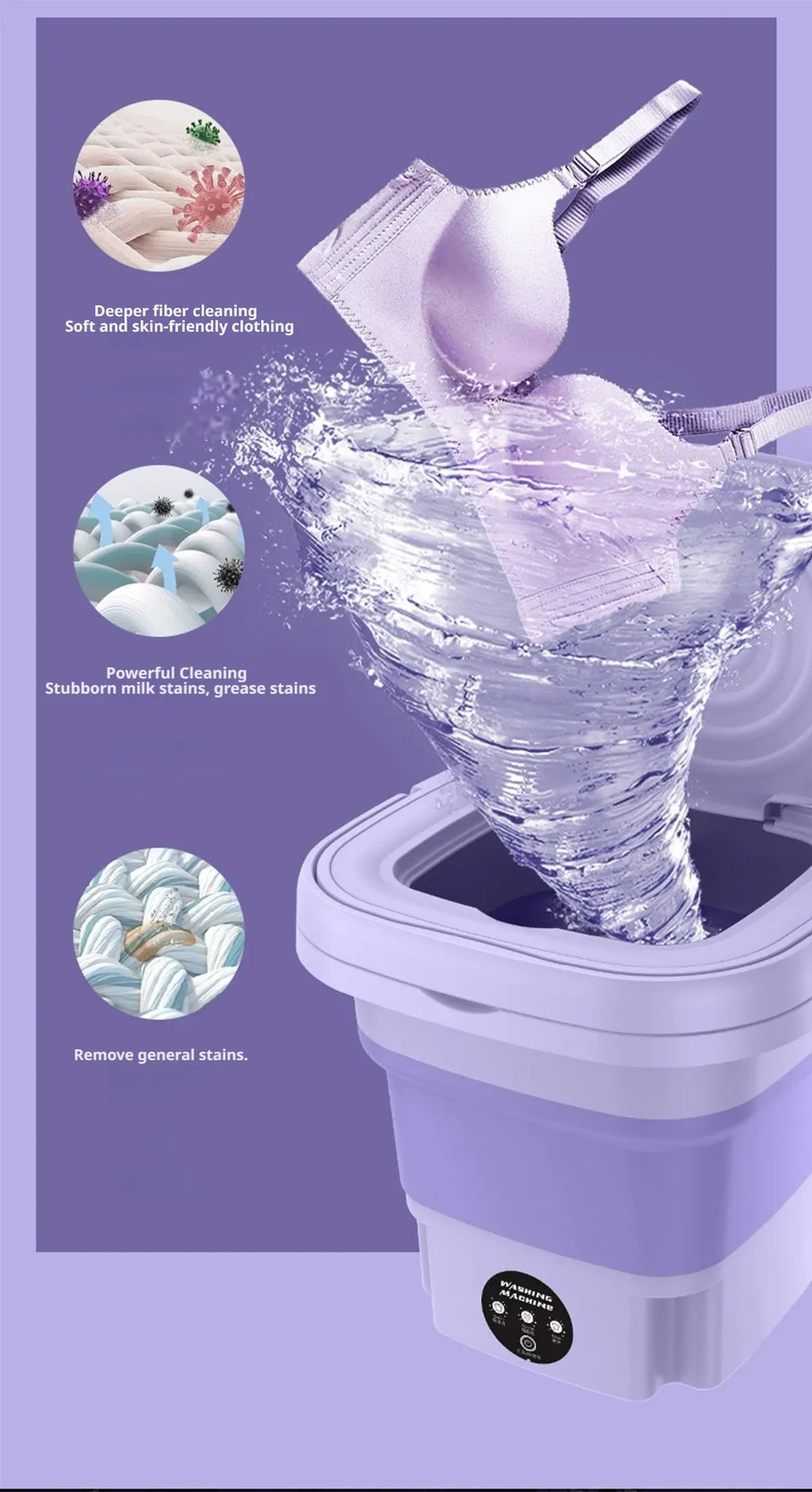9L Collapsible Mini Washing Machine 100V-240V EU Plug