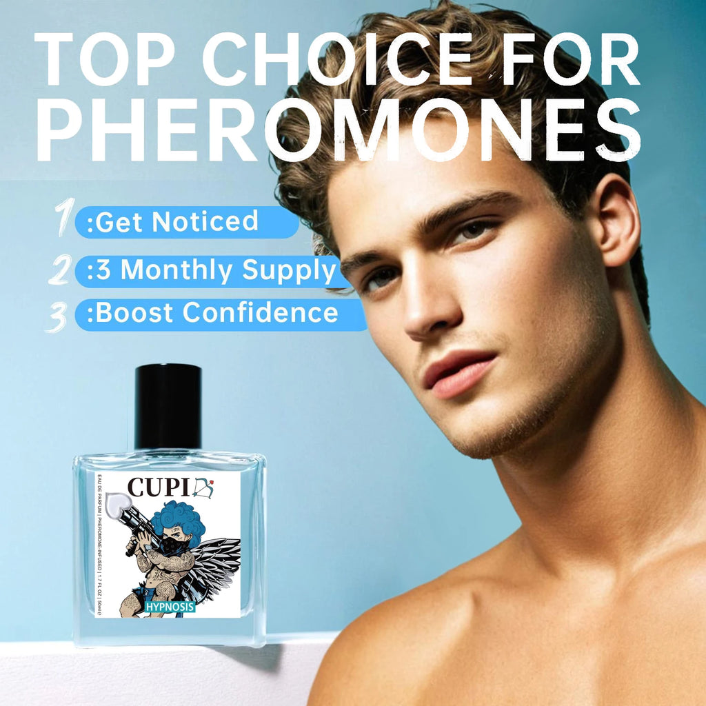 Cupid Hypnosis 2.0 Pheromone Cologne for Men: 50ml EDP in a square glass bottle. Premium long-lasting scent.