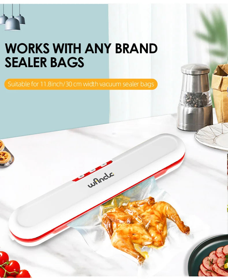 Wancle Food Vacuum Sealer 220V Electric Household Vacuum Packing Machine For Food Storage Manual Function With 10 Pcs Bags