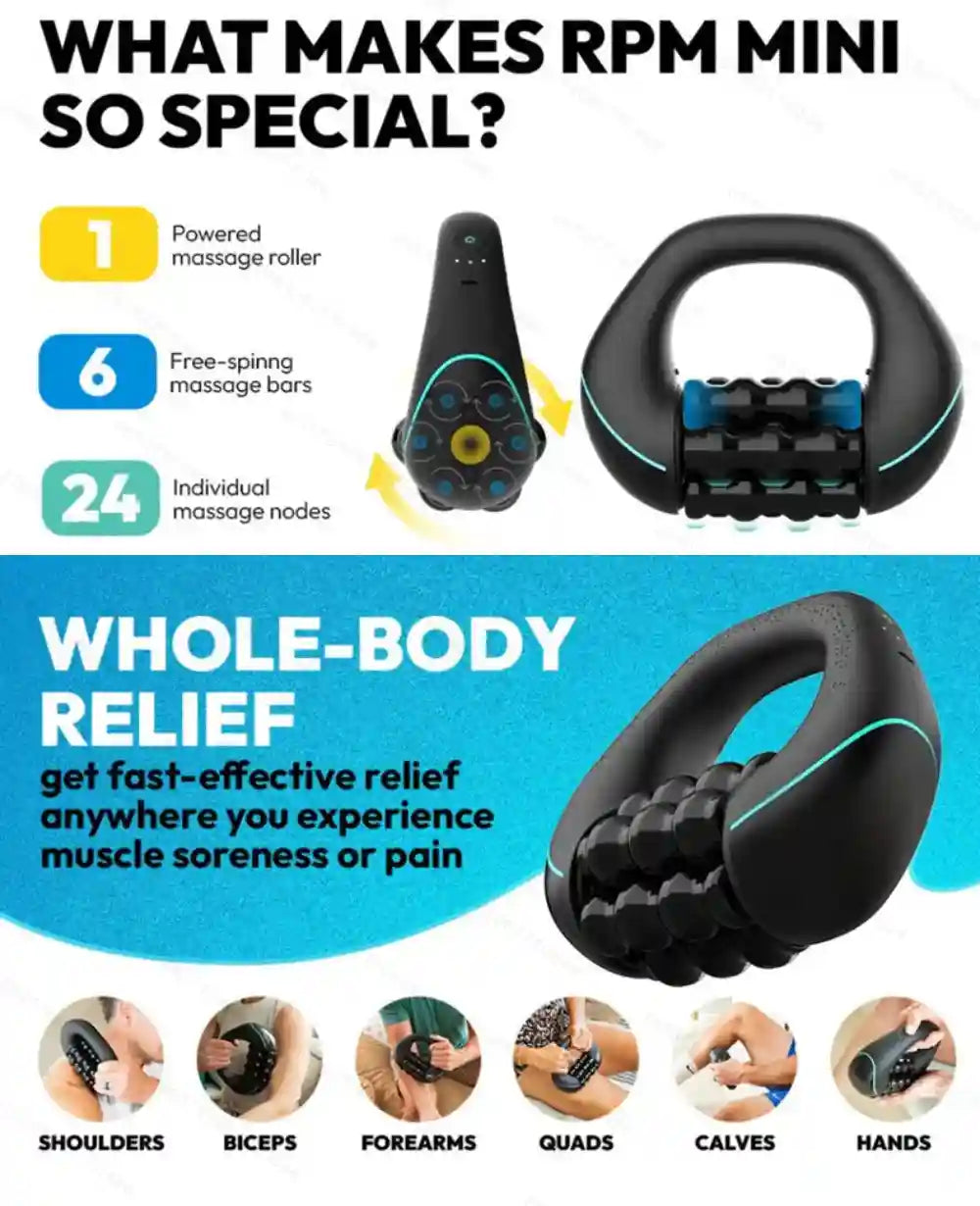 3-Speed Electric Massager: Deep Tissue Muscle Recovery - Black Massage Roller Tidesmit