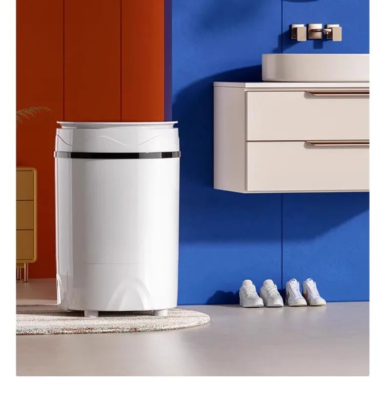 Tidesmit 220V semi-automatic compact shoe washing machine for home use, side view showing laundry drum detail