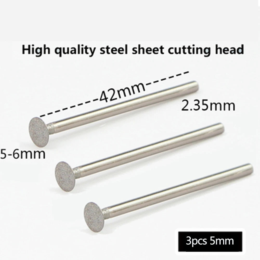 Steel sheet cutting head tips, 5–6mm tips with 2.35mm shaft, 3-piece set
