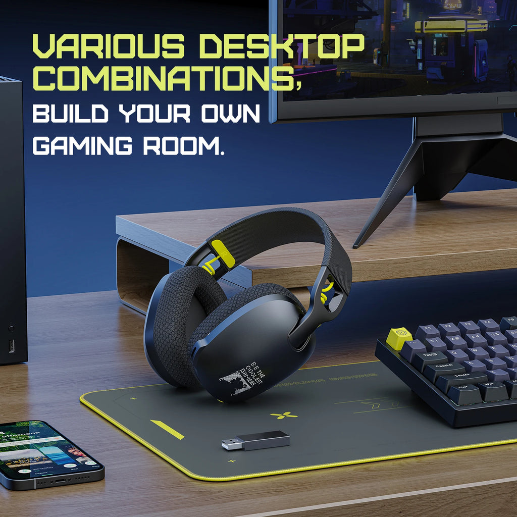 Wireless Gaming Headset with Active Noise Canceling - White Tidesmit Tidesmit