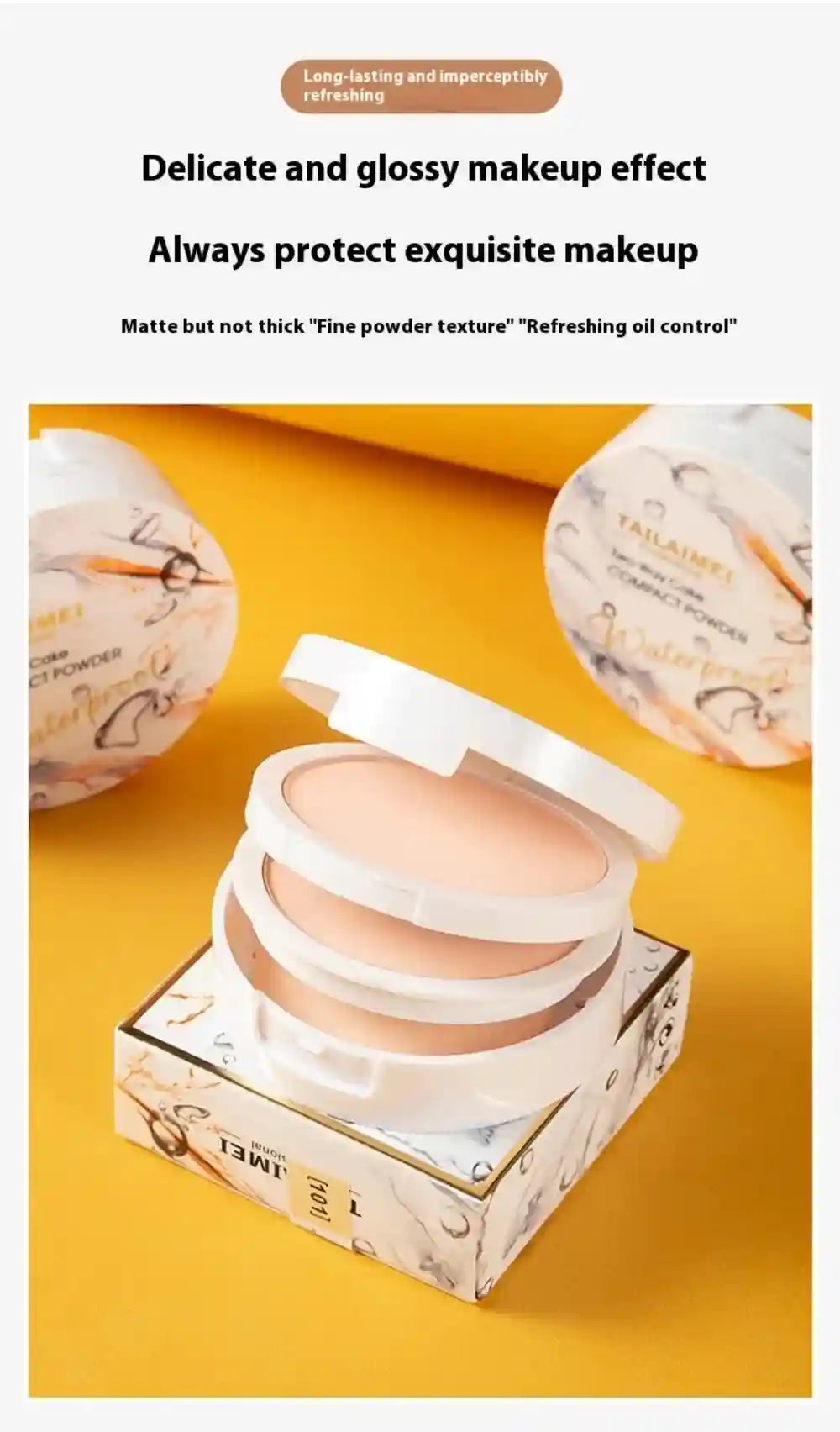 Tidesmit TLM two-way cake compact powder matte finish oil control pressed powder makeup texture close-up