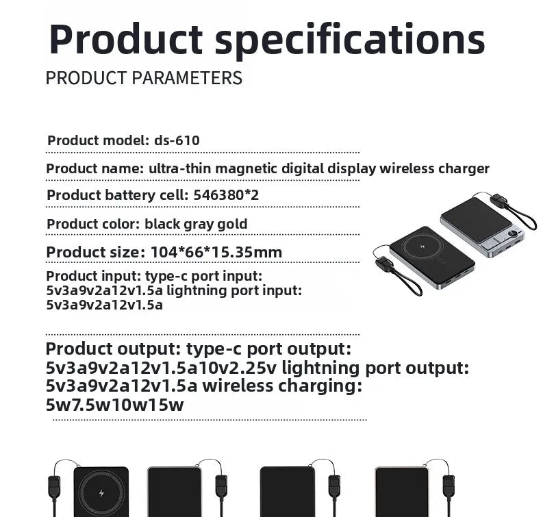 Magnetic Wireless Power Bank 10000mAh - Fast PD Charger for Travel Tidesmit