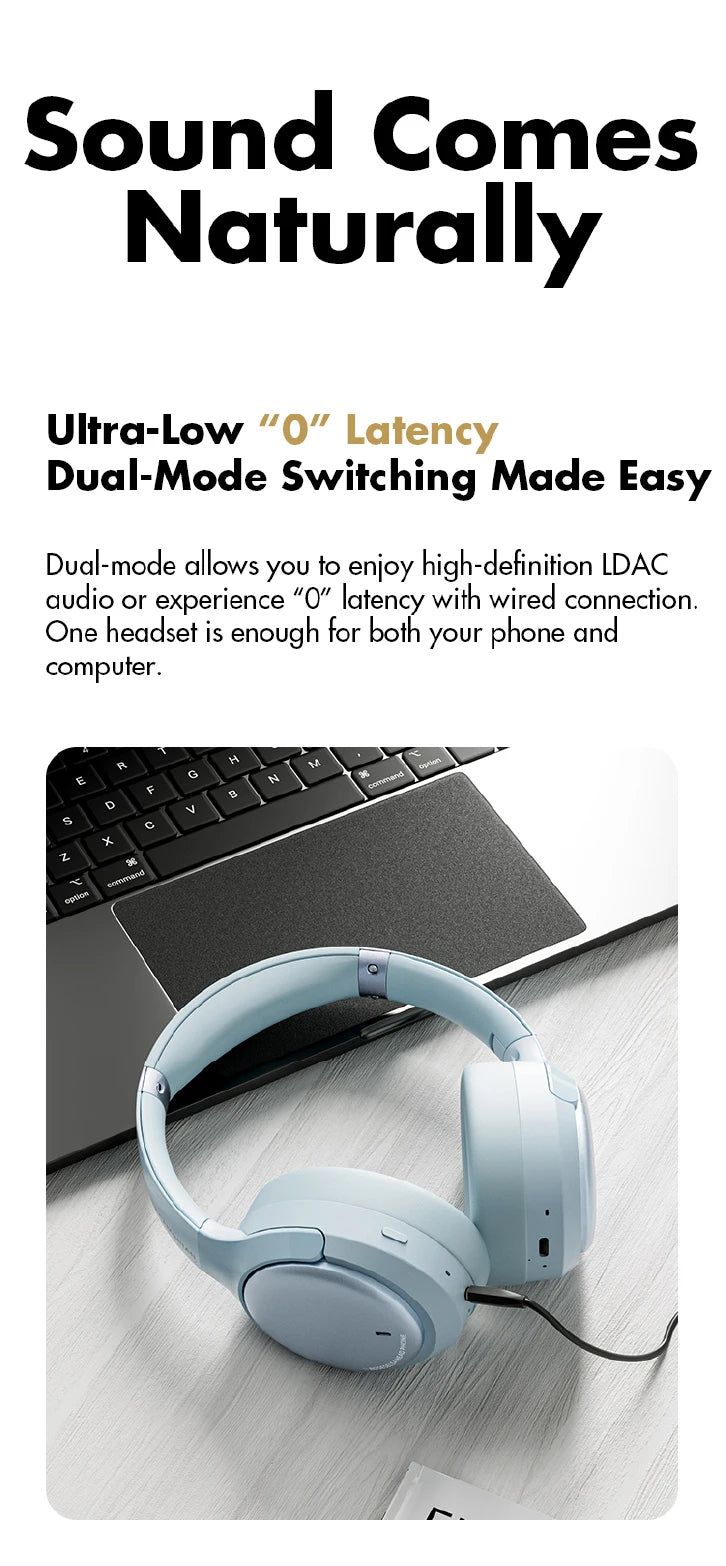 Wireless Noise Cancelling Headphones Over-Ear - Studio Audio White Tidesmit