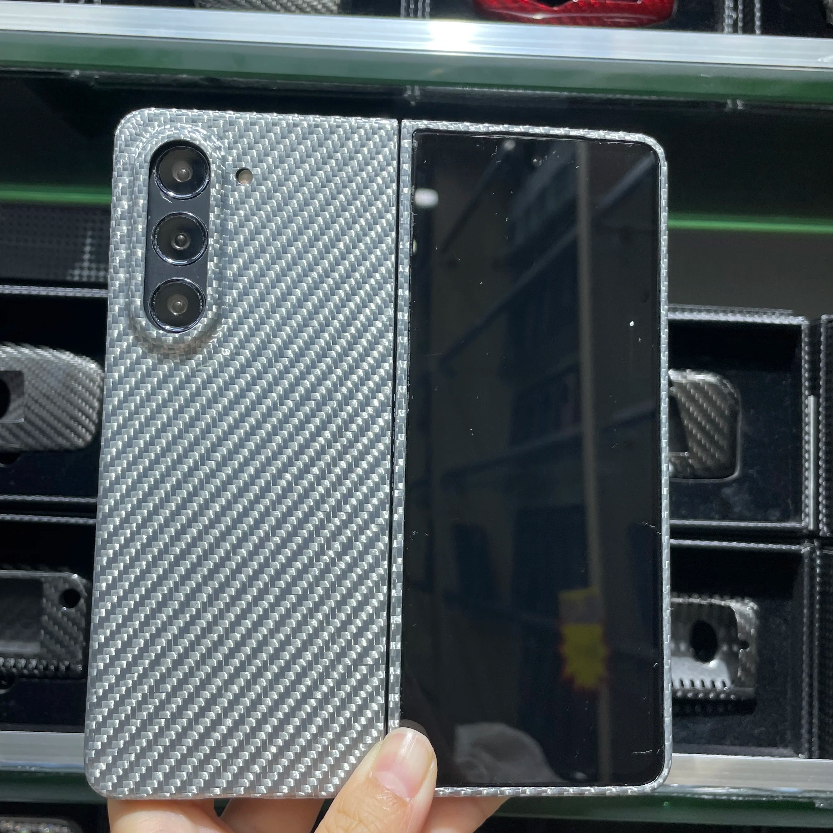 Samsung Galaxy Z Fold 6 Carbon Fiber Case | Ultra-Thin Aramid Cover Sliver(Big hole China Mainland Tidesmit
