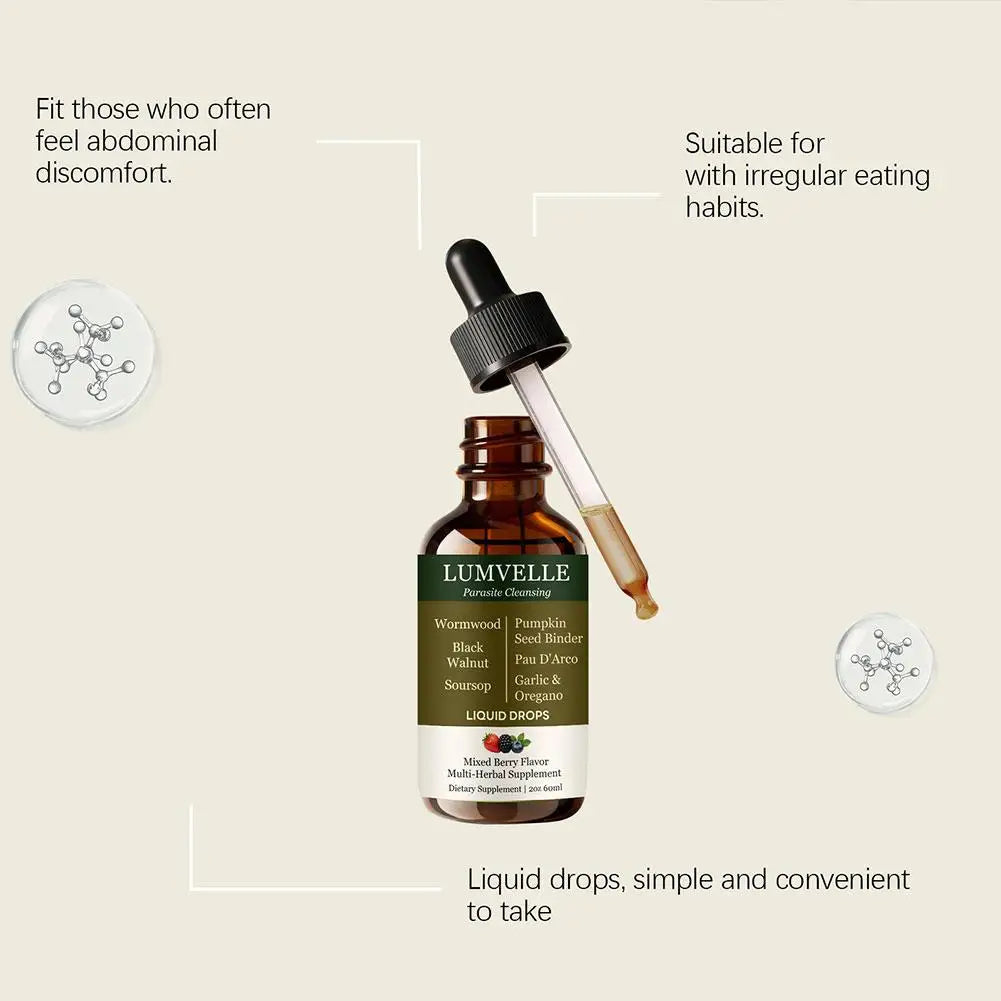 Lumvelle Wild Harvested Wormwood Liquid Drops with 7 Plant Ingredients Gut Cleaning Support & Digestive Balance Daily Wellness