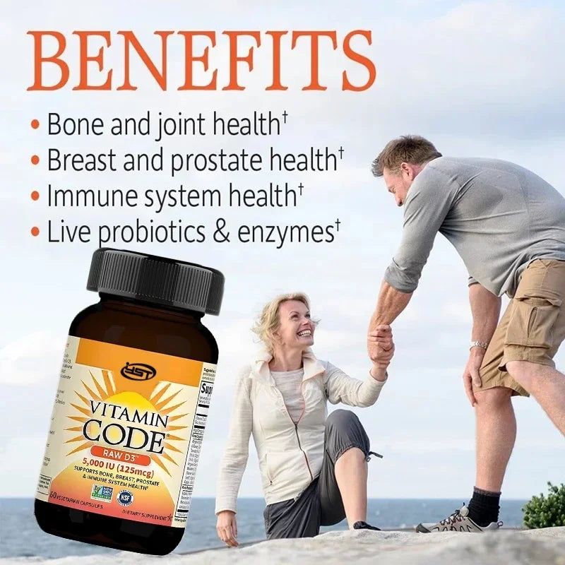Vitamin D 5000 Iu Capsules, Containing Chlorella Vulgaris, Fruits, Vegetables, And Probiotics, Promote Bone And Immune