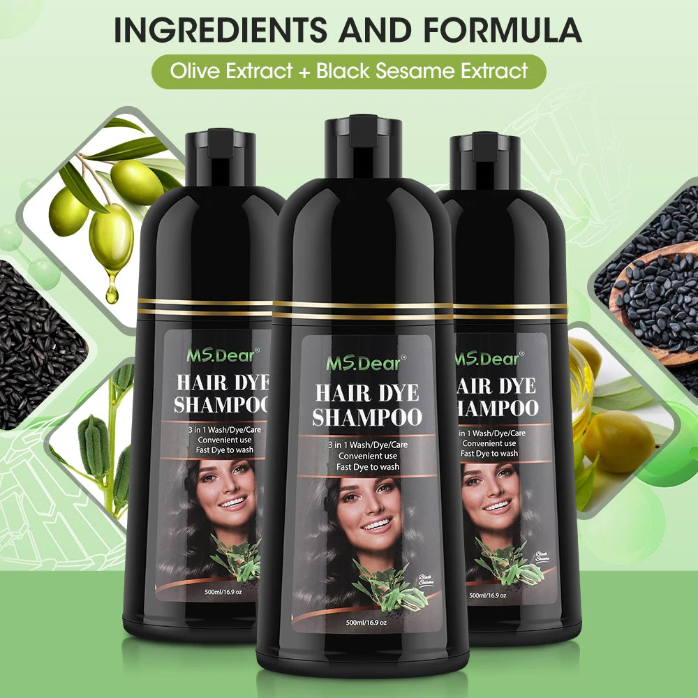 500ml Instant Black Dye Shampoo Black Coffee Color Hair Coloring Natural Herbal Ginseng Hair Repair Shampoo Hair Dyed Care