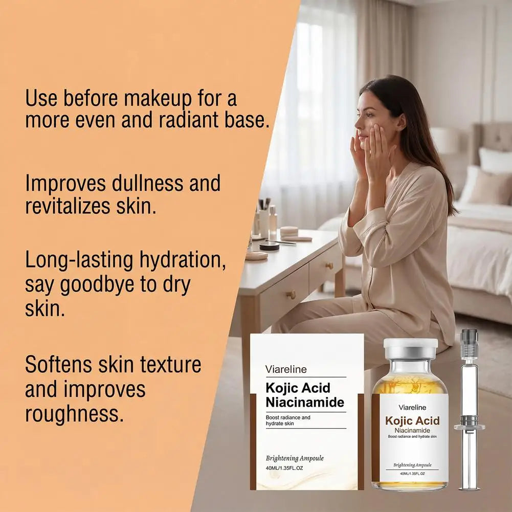 Brightening Kojic Acid & Niacinamide Ampoule 40ml Even Skin Tone Hydrating Moisturizing Dual Care Easy To Use Skincare