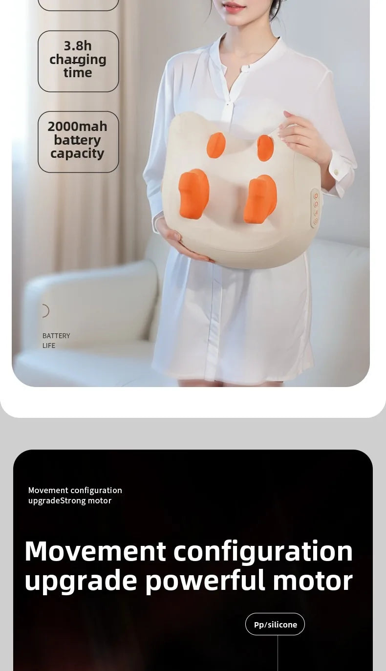 Electric Massager Neck Pillow - Portable Deep Tissue with Heat Therapy Massage Cushion Tidesmit