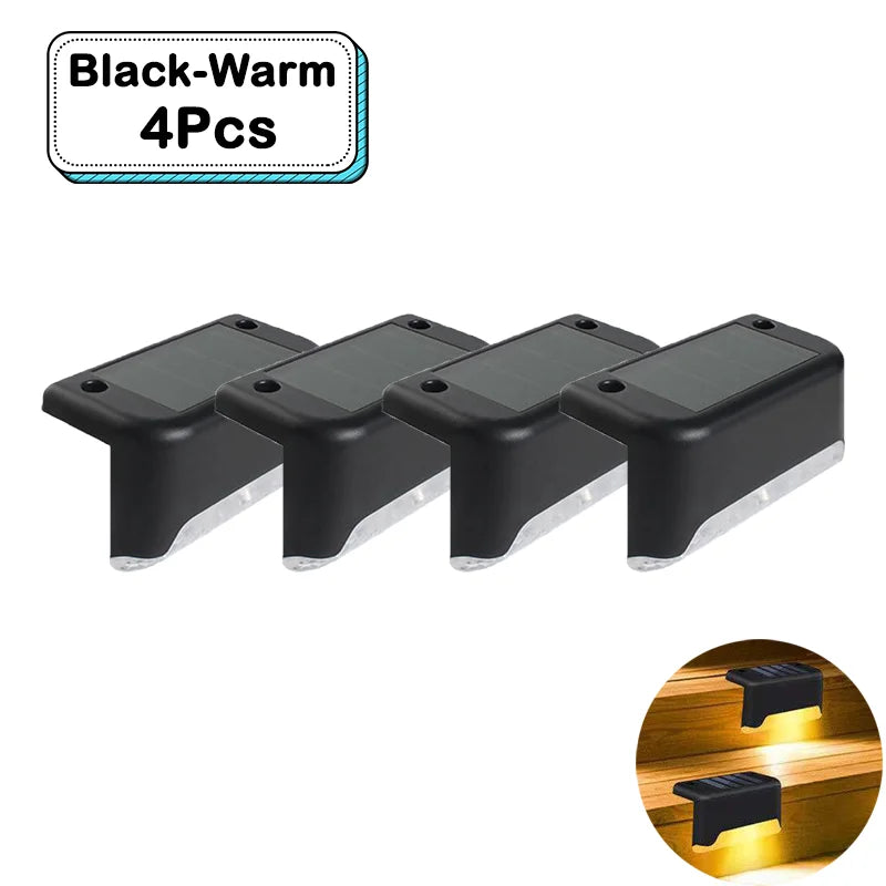 Outdoor Solar Step Lights Warm White LED Waterproof Stair Path Lighting for Garden Patio Fence Balcony Decoration Solar Power