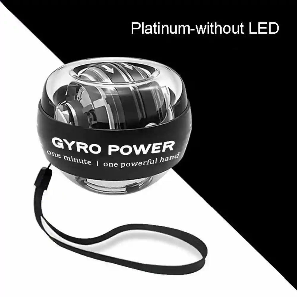 Wrist Strengthener Gyro Ball - Self-Starting Powerball for Forearm Grip Massage Roller Platinum-withoutLED Tidesmit