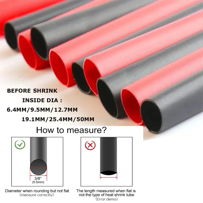 1~10m 3:1/4:1 Ratio With Glue Heat Shrink Tube ID 1.6mm - 50mm Adhesive Lined  Dual Wall Polyolefin ﻿Wrap Cable Protect Sleeve