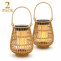 2 Pack Solar Lanterns Outdoor, Handwoven Waterproof Hanging Rattan Solar Lights Gifts for Women Christmas Birthday Lamp Lights, Decoration for Outside Yard Garden Porch Patio Trees Lawn Pathway