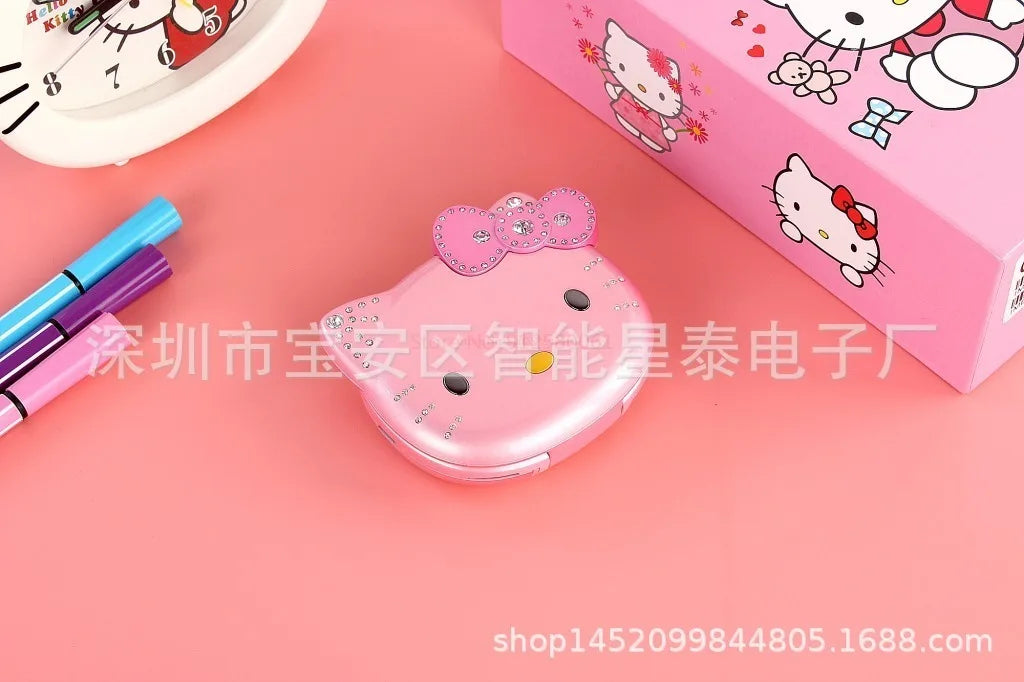 2024 Sanrio Hello Kitty Flip Phone Kawaii K688 Cartoon Taiml Cute Mini Phone Birthday Fashion Gift Toys Christmas For Anime Fans