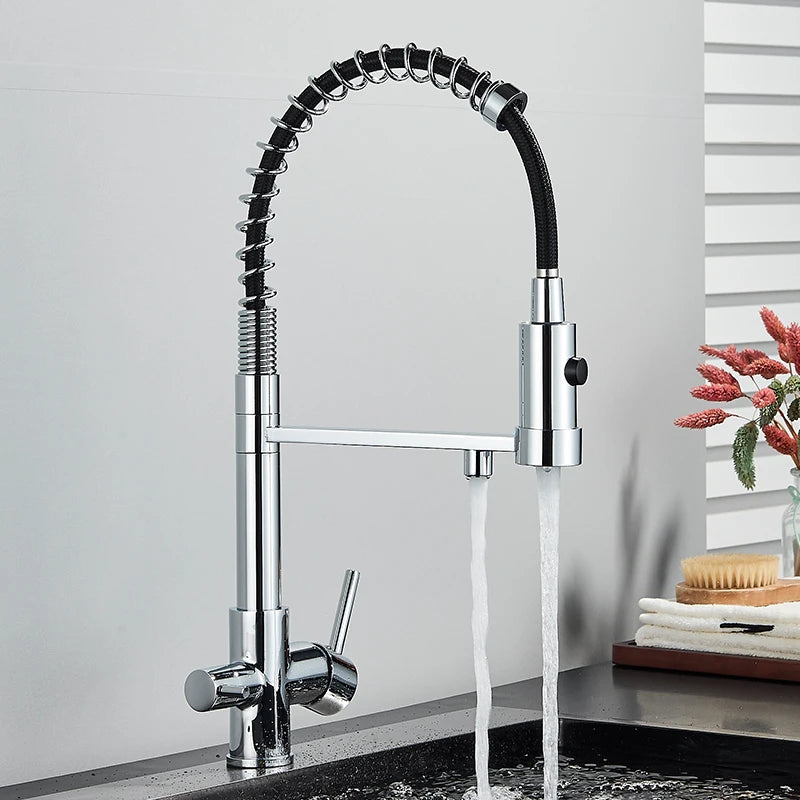 Filtered Kitchen Faucet Pure Water Kitchen Faucet Dual Handle Hot&Cold Drinking Water Purified Kitchen Mixer Taps