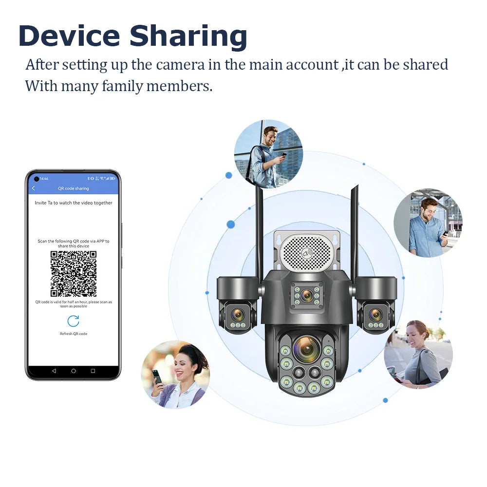 4G Solar Surveillance Camera 4‑Lens 60X Optical Zoom Human Tracking 31200MAH Battery 24‑Hour Recording Outdoor Security Cameras