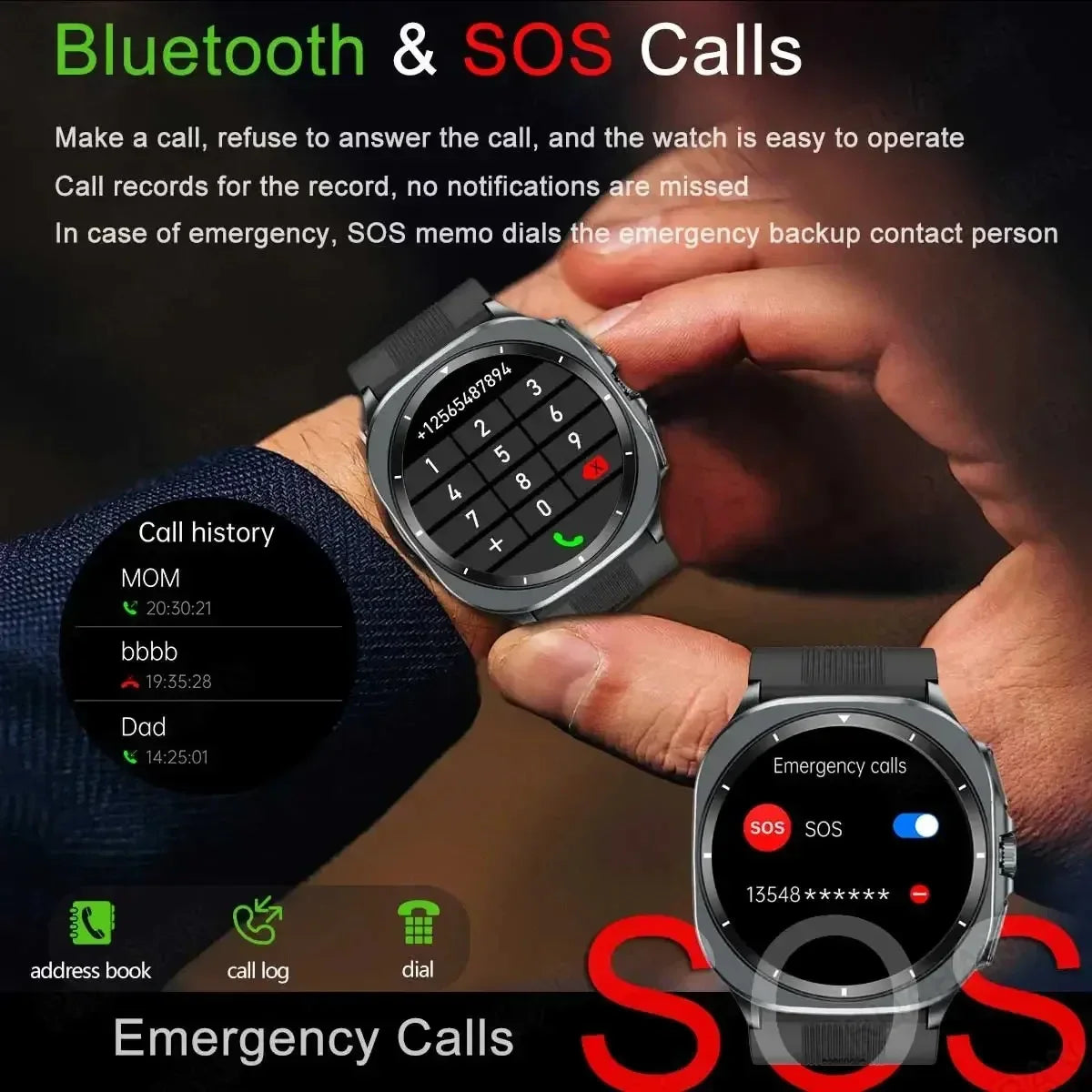 New AI Diagnosis Smart Watch Men, Air Pump Airbag Accurate Measure Blood Pressuer ECG Uric Acid Lipid Smartwatches For XIAOMI