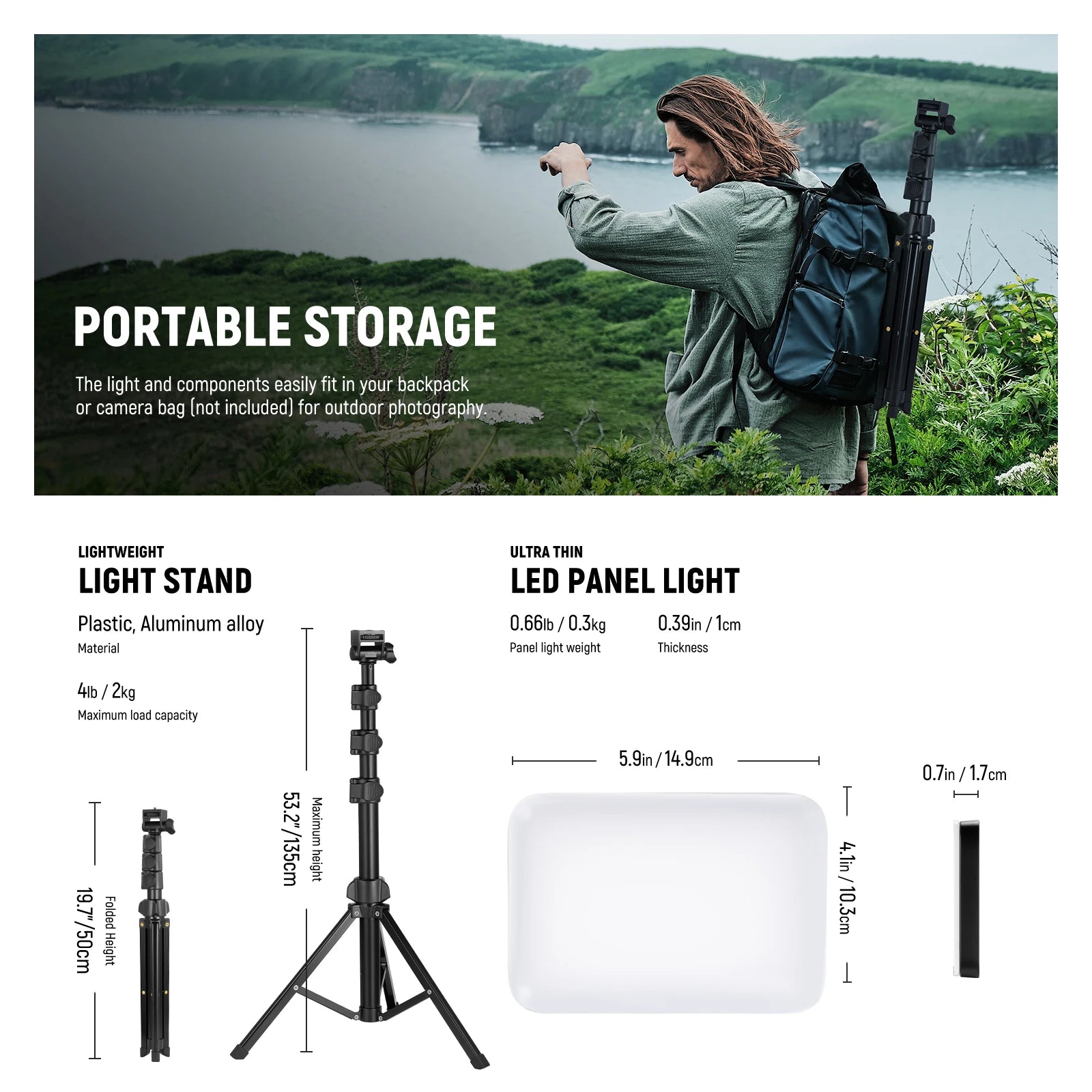 LED Video Light Panel Kit with Adjustable Tripod - Bi-Color Dimmable Tidesmit