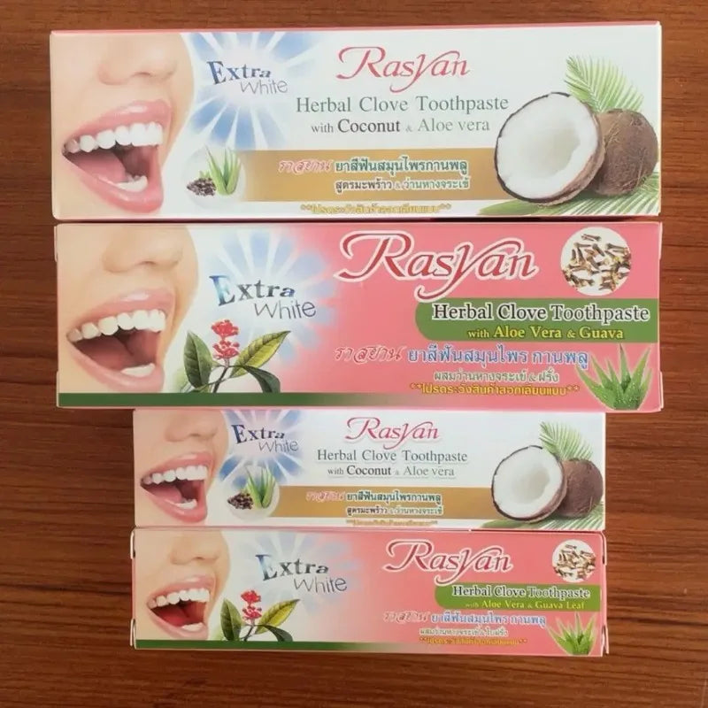 Tidesmit Rasyan herbal clove and coconut oil teeth whitening powder and toothpaste set for stain removal