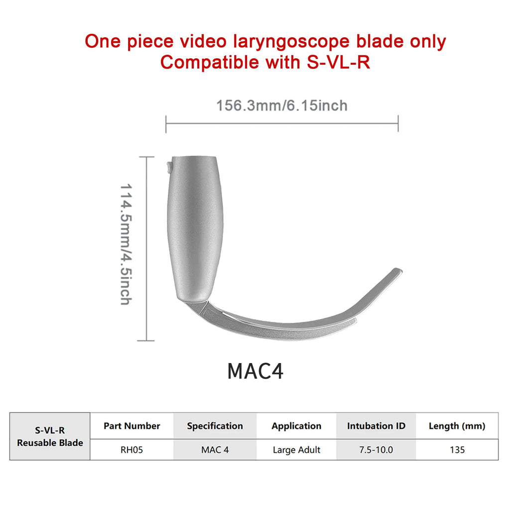 Accessories for Video Laryngoscope Stainless Steel Blades, Laryngeal Mask Airway, guide wire, and Screen