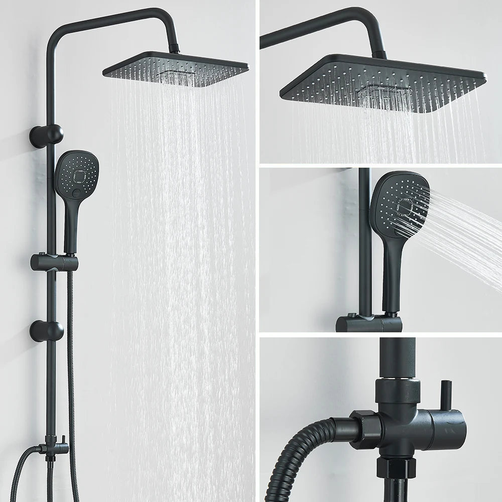 Rain Shower System With Handheld Shower Without Mixer For Bath Shower Wall Mounted Hot Cold Shower System for Bathtub
