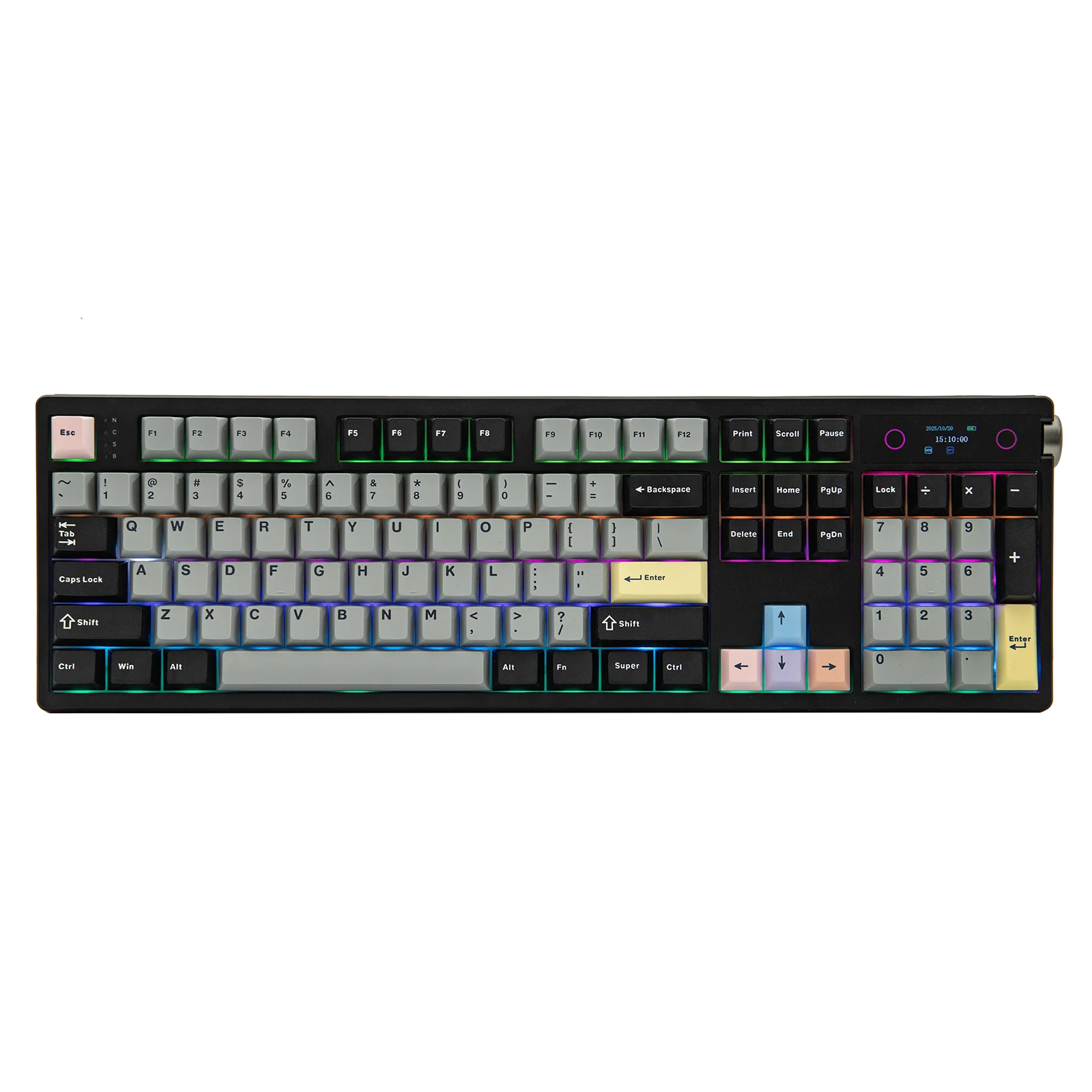 EPOMAKER TH108 PRO 100% Full-Sized Gasket-Mounted Wired/BT/2.4Ghz Wireless Mechanical Keyboard with Screen & Knob RGB Backlight