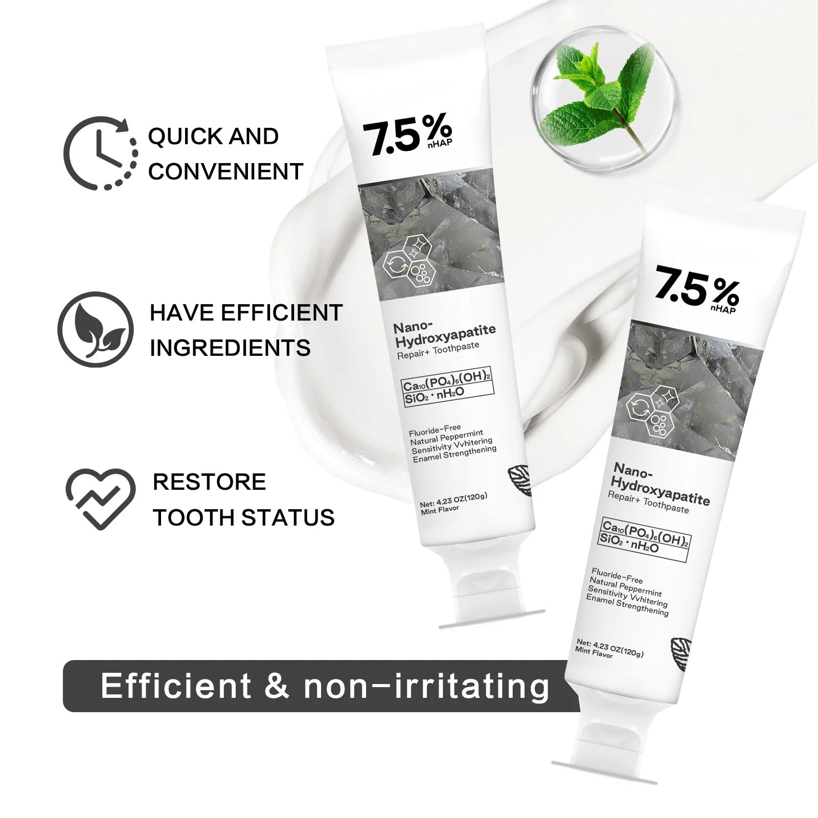 Tidesmit 120g Nano Hydroxyapatite teeth whitening toothpaste for stain removal and fresh breath