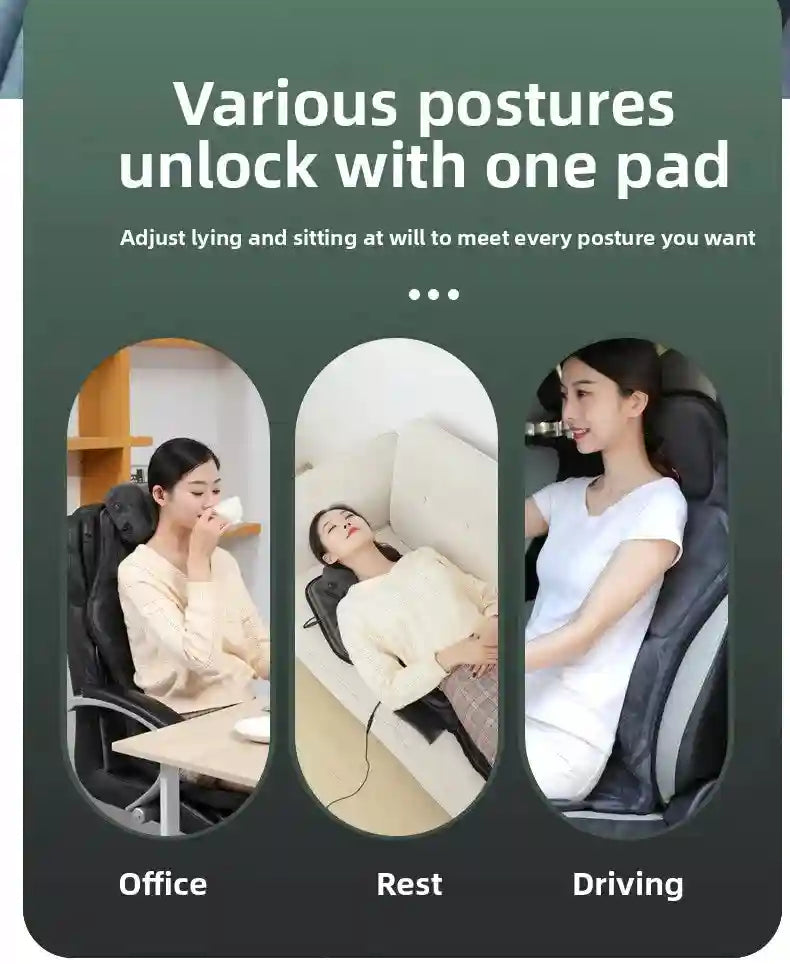 Electric Massager Seat Cushion with Heat and Airbag Lumbar Support Massage Roller Tidesmit