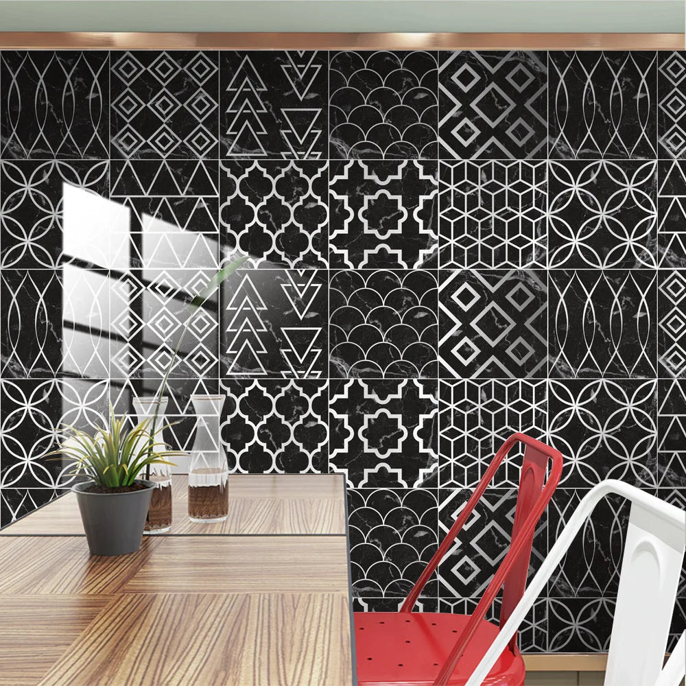 10pcs Crystal Tile Wall Stickers Self-Adhesive Kitchen Tiles PVC Backsplash Stickers Peel and Stick Bathroom Faux Stone Effect