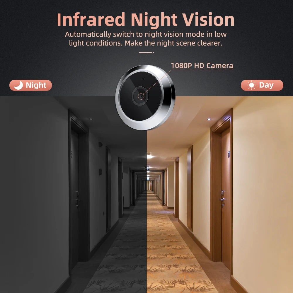 Awapow Tuya Wifi Radar Door Camera Smart Mini Digital Peepholes Door Viewer PIR Motion Detection Video Doorbell Home Security