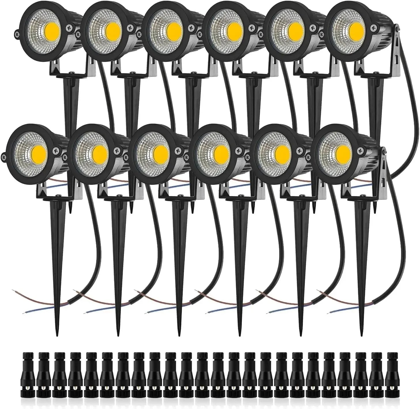 10 Pack 5W 10W Low Voltage Landscape Lights 12V with Connectors Waterproof Outdoor Spotlights for Trees Pathway Lawn Yard