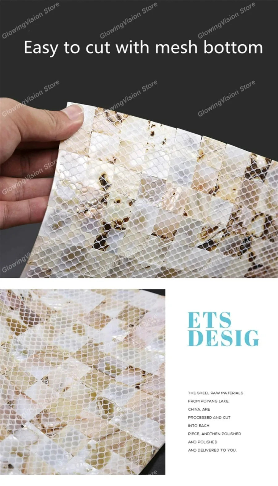 30 CM Natural Shell Mosaic Tile Sticker Sheet Mother of Pearl Wallpaper Tile for Interior Decoration Bathroom Kitchen Wall Tiles