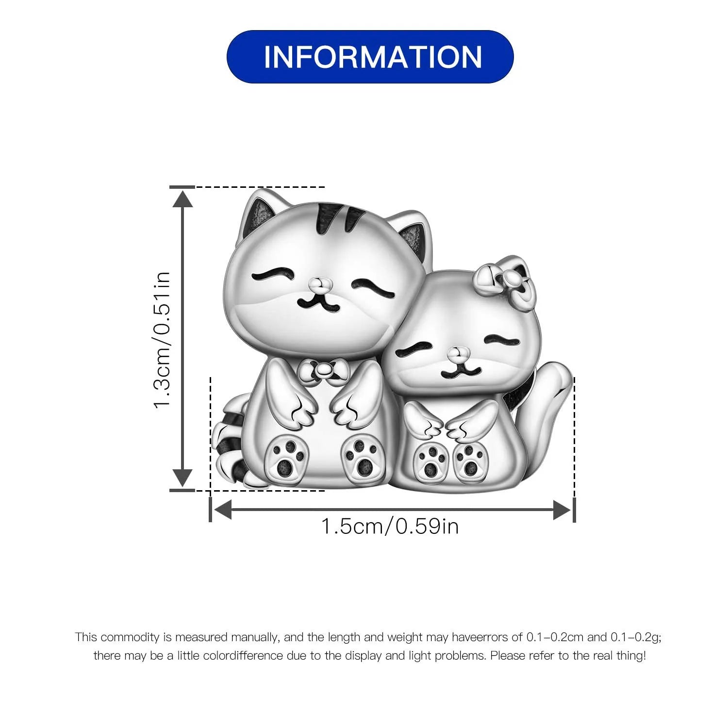 Cute 925 sterling silver cat pet bead charm for DIY charm bracelets, 1.5cm trendy animal jewelry gift.