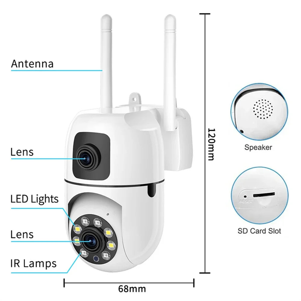 8MP WIFI Surveillance Camera Dual Lens Dual Screen 5MP IP Cameras Wireless Auto Tracking Color Night Vision 10X Zoom HD Camera