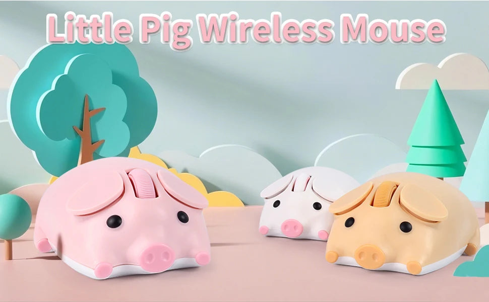 Cute Little Piggy Wireless Bluetooth Dual-Mode Mouse Ergonomics Portable Long Battery Life Office Mause For PC Laptop Kids Gifts