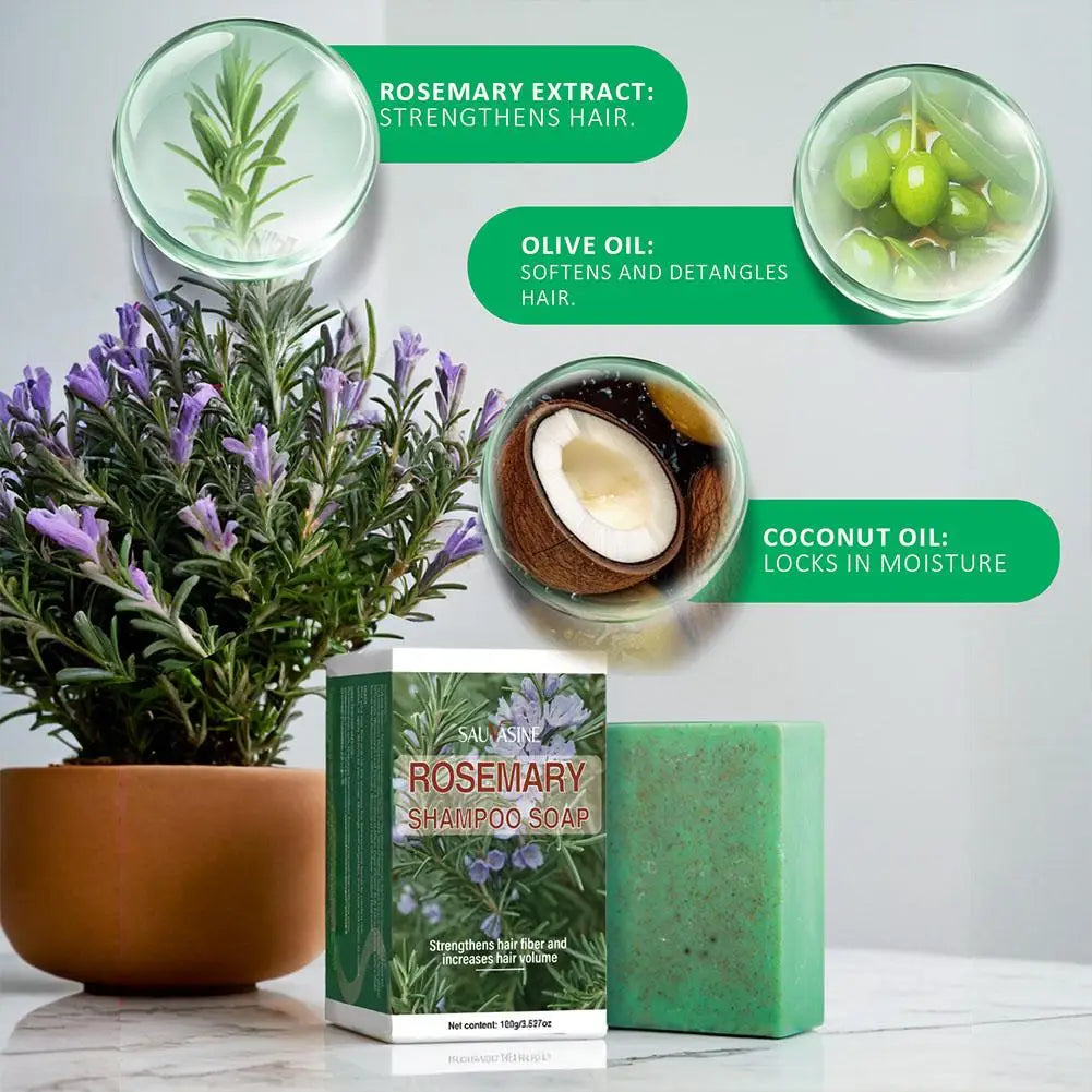 Rosemary Shampoo Bar For Hair Growth Anti Hair Loss Biotin Volumizing Hair Soap Strengthening Thickening Scalp Treatment 100g
