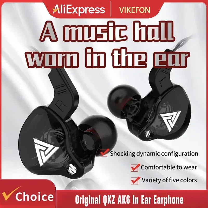 QKZ AK6 Wired Earphones With Mic - Dynamic HiFi Stereo | Tidesmit Tidesmit