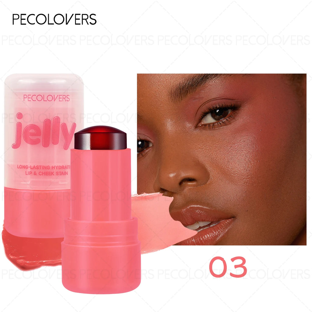 Tidesmit 3-in-1 waterproof blush stick texture close-up for radiant face makeup on cheeks and eyes