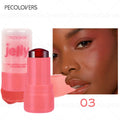 Tidesmit 3-in-1 waterproof blush stick texture close-up for radiant face makeup on cheeks and eyes
