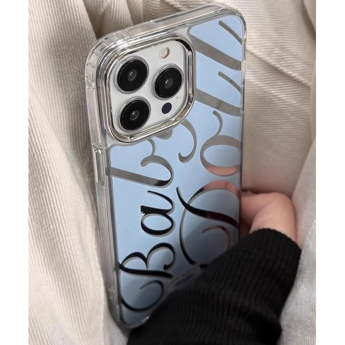 Mirror Phone Case for iPhone 16 Pro Max - Shock-Absorbing Blue Silver Finish Tidesmit