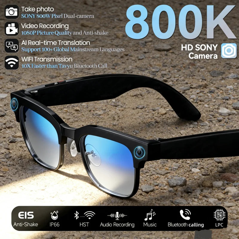 AI Smart Glasses with 100MP Camera and Spatial Audio - Tidesmit Tidesmit