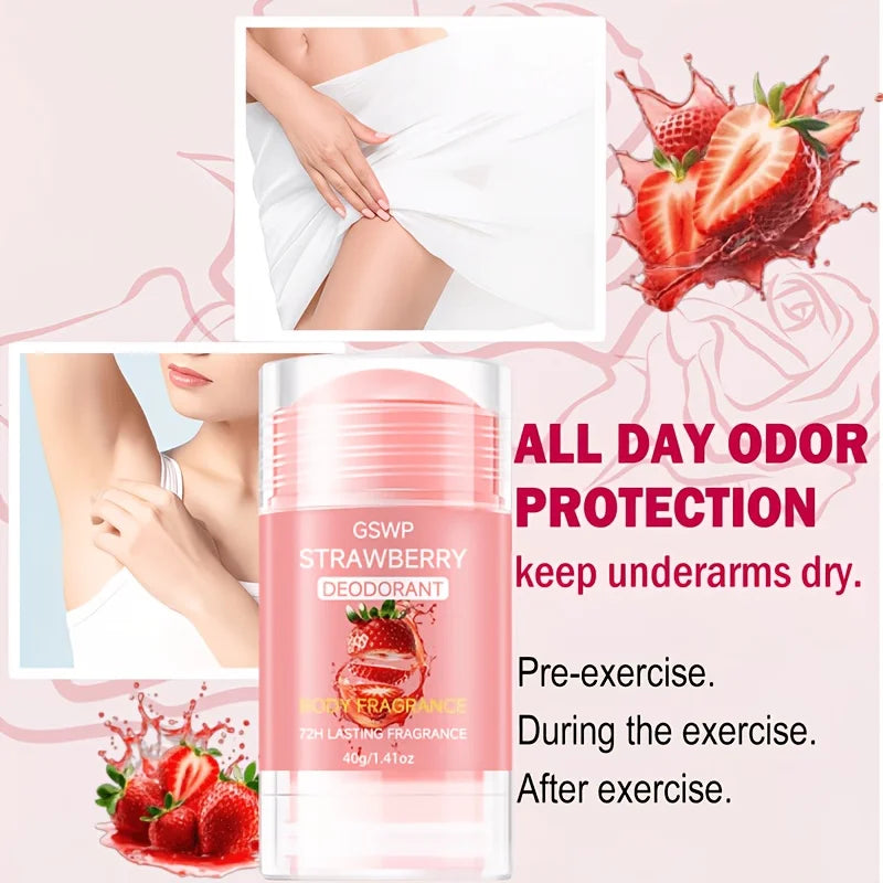 Tidesmit GSWP Strawberry Deodorant stick for neck, underarms, and body odor elimination, 40g and 80g sizes.