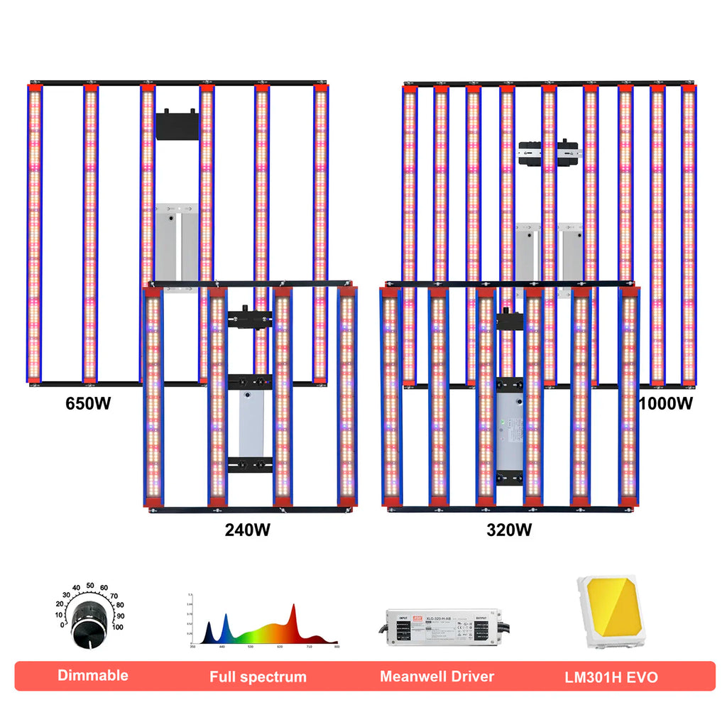 650W 1000W  LM301H EVO MeanWell LED Grow Light Bar Timmer UV IR On/Off For Indoor Flower Tent Plant Growth Phyto Lamp